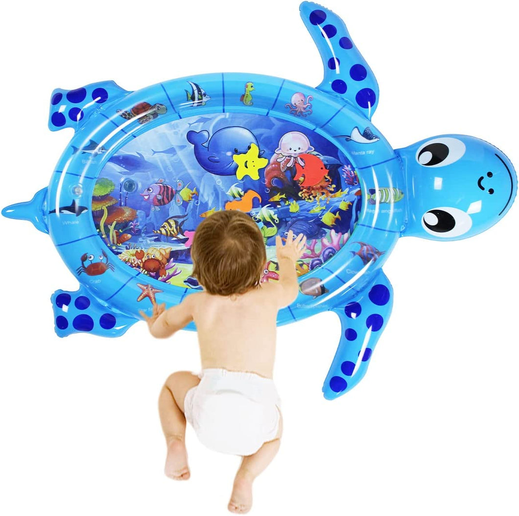 Baby Tummy Time Water Play Mat for Baby's Stimulation Growth : 3-12 Month Toddlers (Blue turtle) TikTok