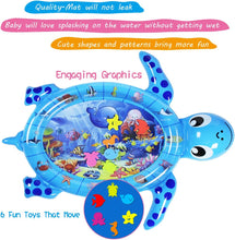 Load image into Gallery viewer, Baby Tummy Time Water Play Mat for Baby&#39;s Stimulation Growth : 3-12 Month Toddlers (Blue turtle) TikTok
