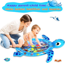 Load image into Gallery viewer, Baby Tummy Time Water Play Mat for Baby&#39;s Stimulation Growth : 3-12 Month Toddlers (Blue turtle) TikTok
