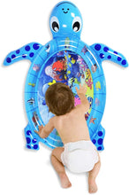 Load image into Gallery viewer, Baby Tummy Time Water Play Mat for Baby&#39;s Stimulation Growth : 3-12 Month Toddlers (Blue turtle) TikTok
