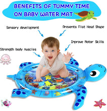 Load image into Gallery viewer, Baby Tummy Time Water Play Mat for Baby&#39;s Stimulation Growth : 3-12 Month Toddlers (Blue turtle) TikTok
