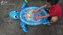 Load and play video in Gallery viewer, Baby Tummy Time Water Play Mat for Baby&#39;s Stimulation Growth : 3-12 Month Toddlers (Blue turtle) TikTok
